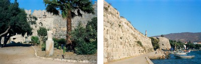 (left) Knights of Rhodes fortress and harbor, Kos; (right)Bay, Karys Knights of Rhodes fortress, Kos tos 28