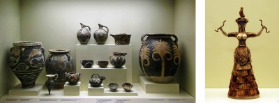 Pottery case and Snake (fertility) Goddess, Heraklion Archaeological Museum